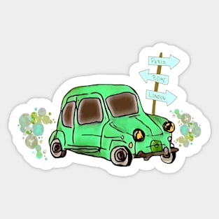 Nursery Art (Green Car) Sticker